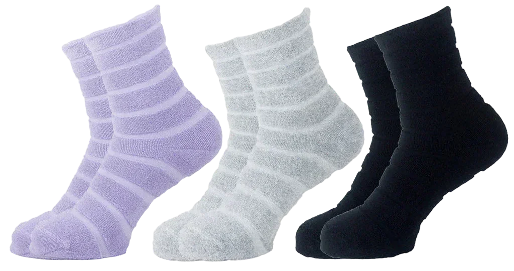 Women Set Of 3 Terry Socks Women ( Black-Grey-Purple ) - Sam Socks - Babazzaro