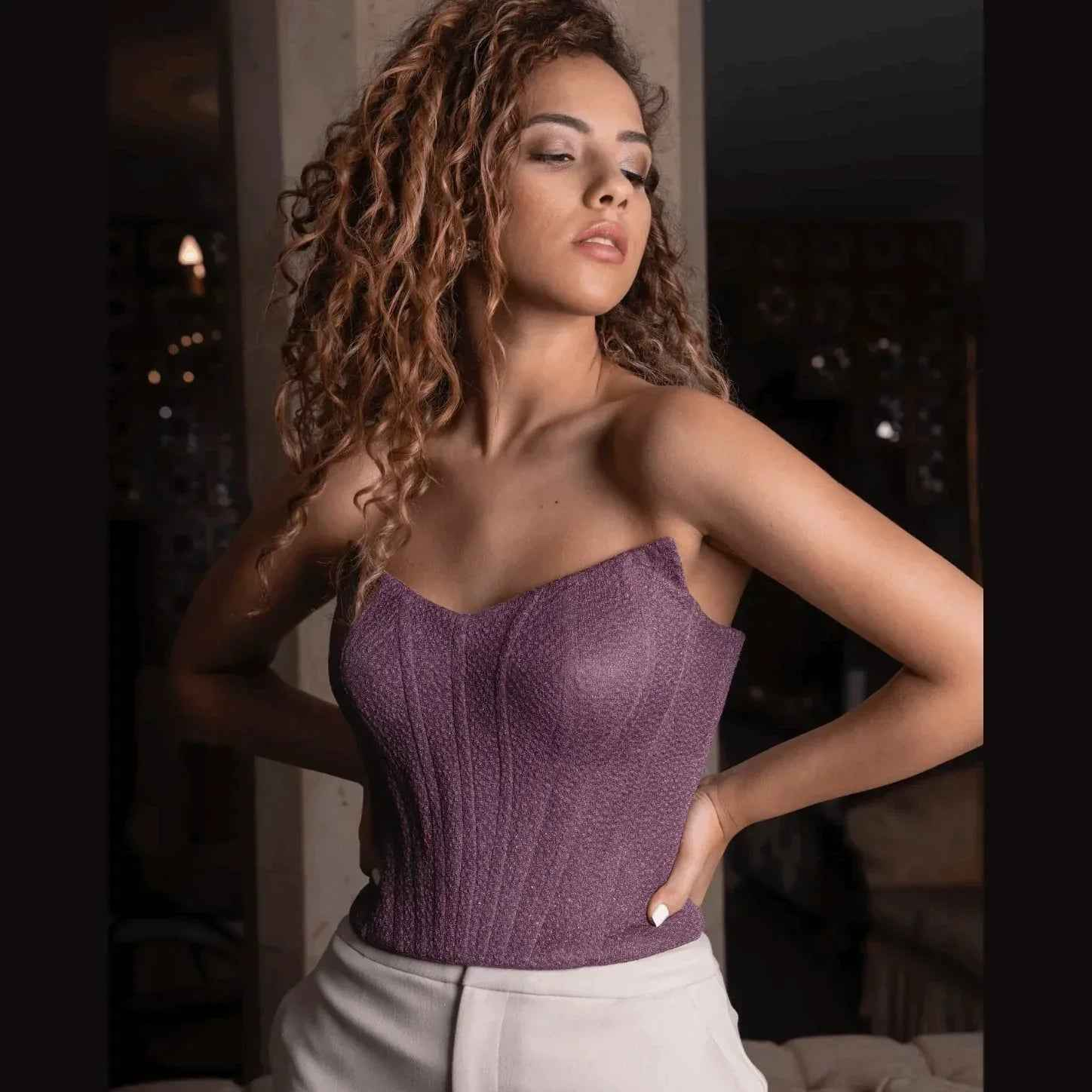 Glowy Atomic Purple Over-Bust Corset - Nosh