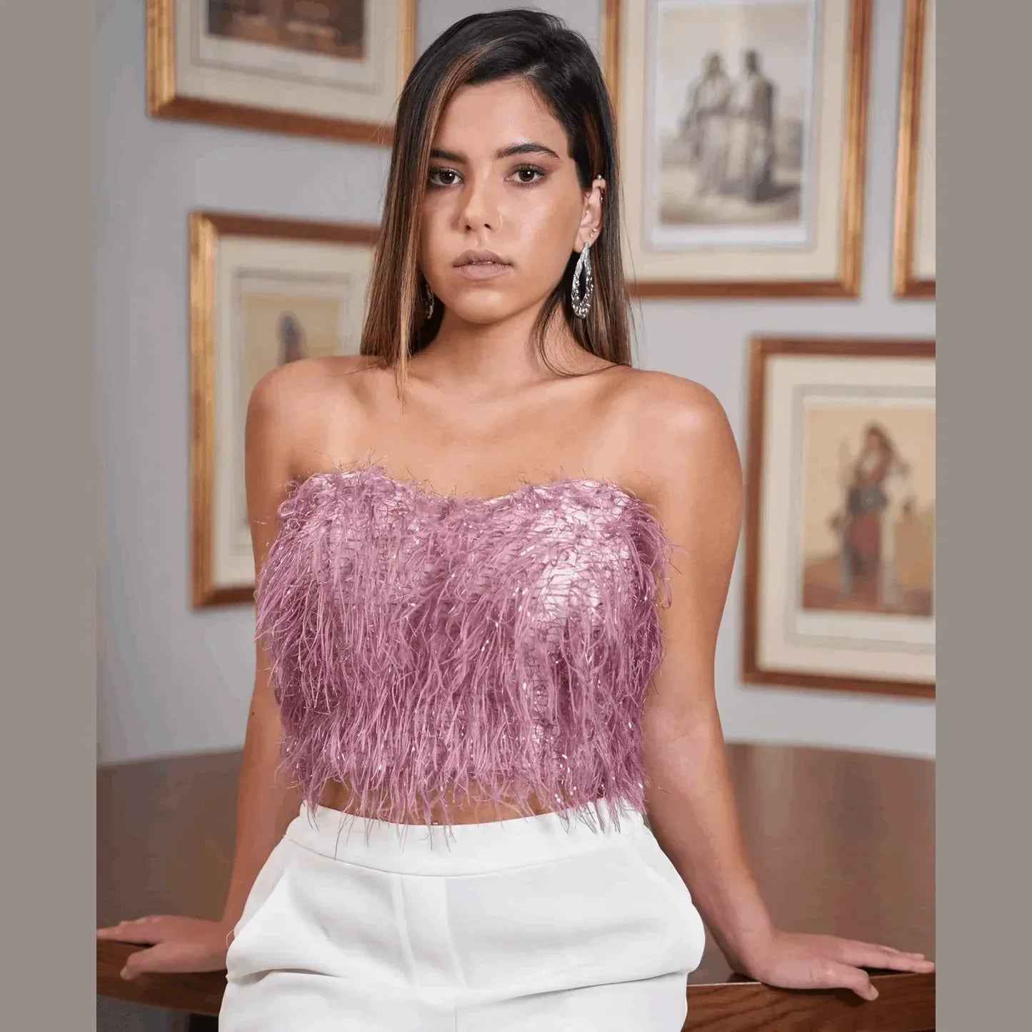 Hearted Lilac Fur Bustier - Nosh