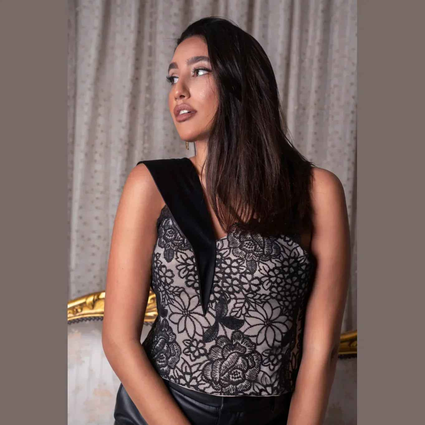 Black Tulle One-shoulder Bustier Top - Nosh
