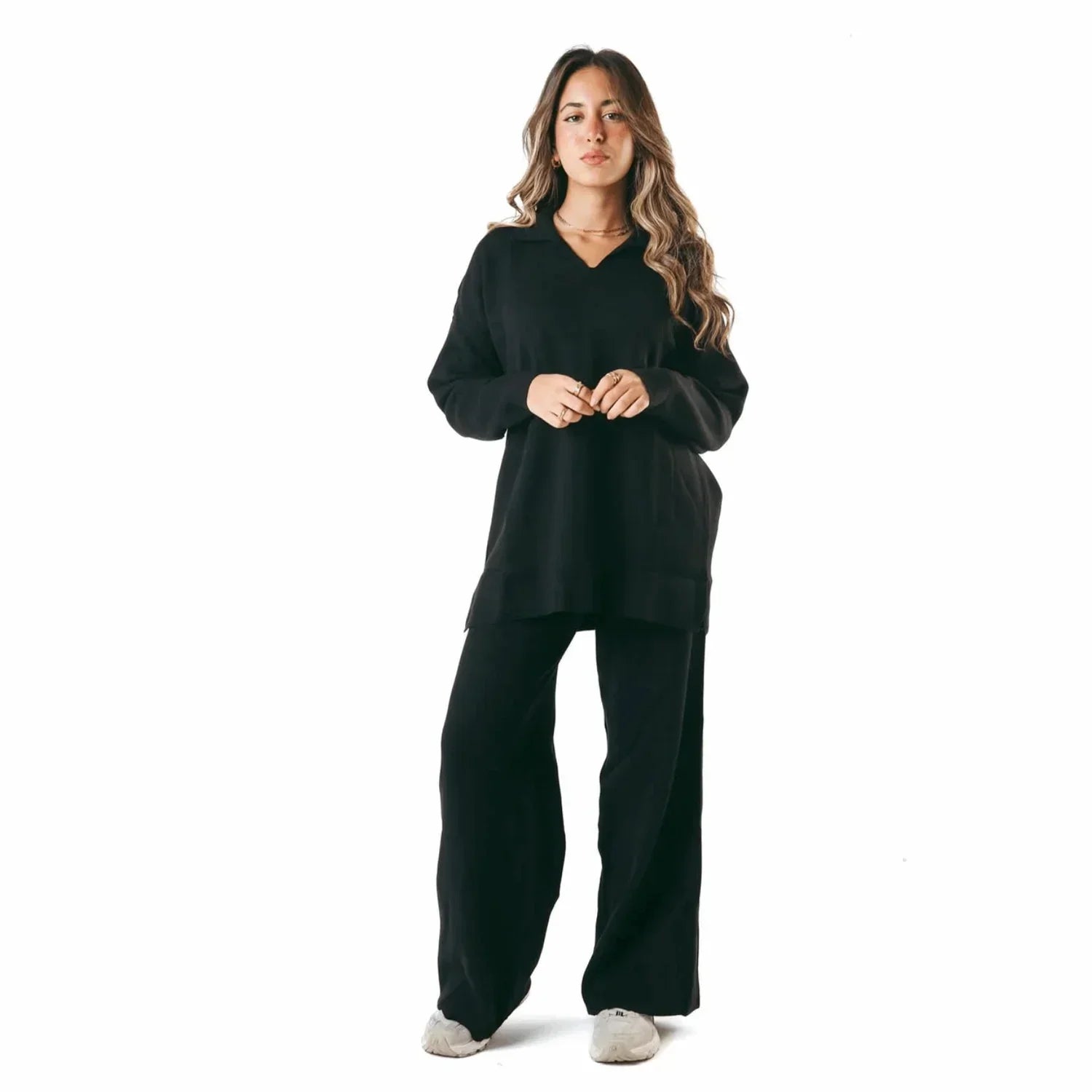 Black Cozy Flow Knitted Set - Kanza - Babazzaro