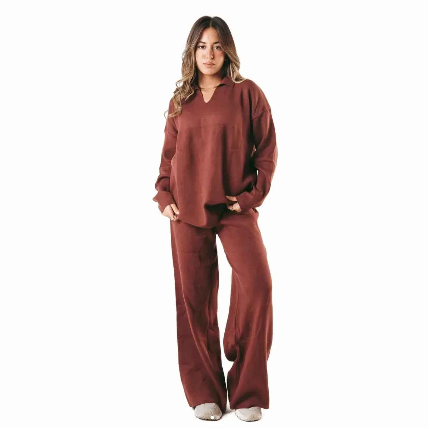 Brown Cozy Flow Knitted Set - Kanza