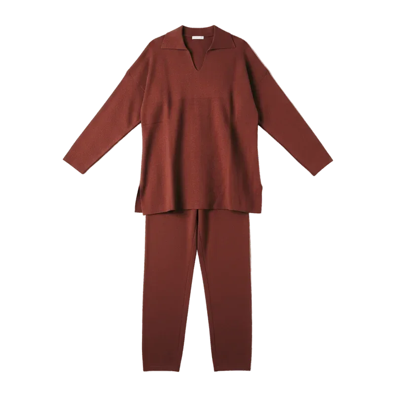 Brown Cozy Flow Knitted Set - Kanza