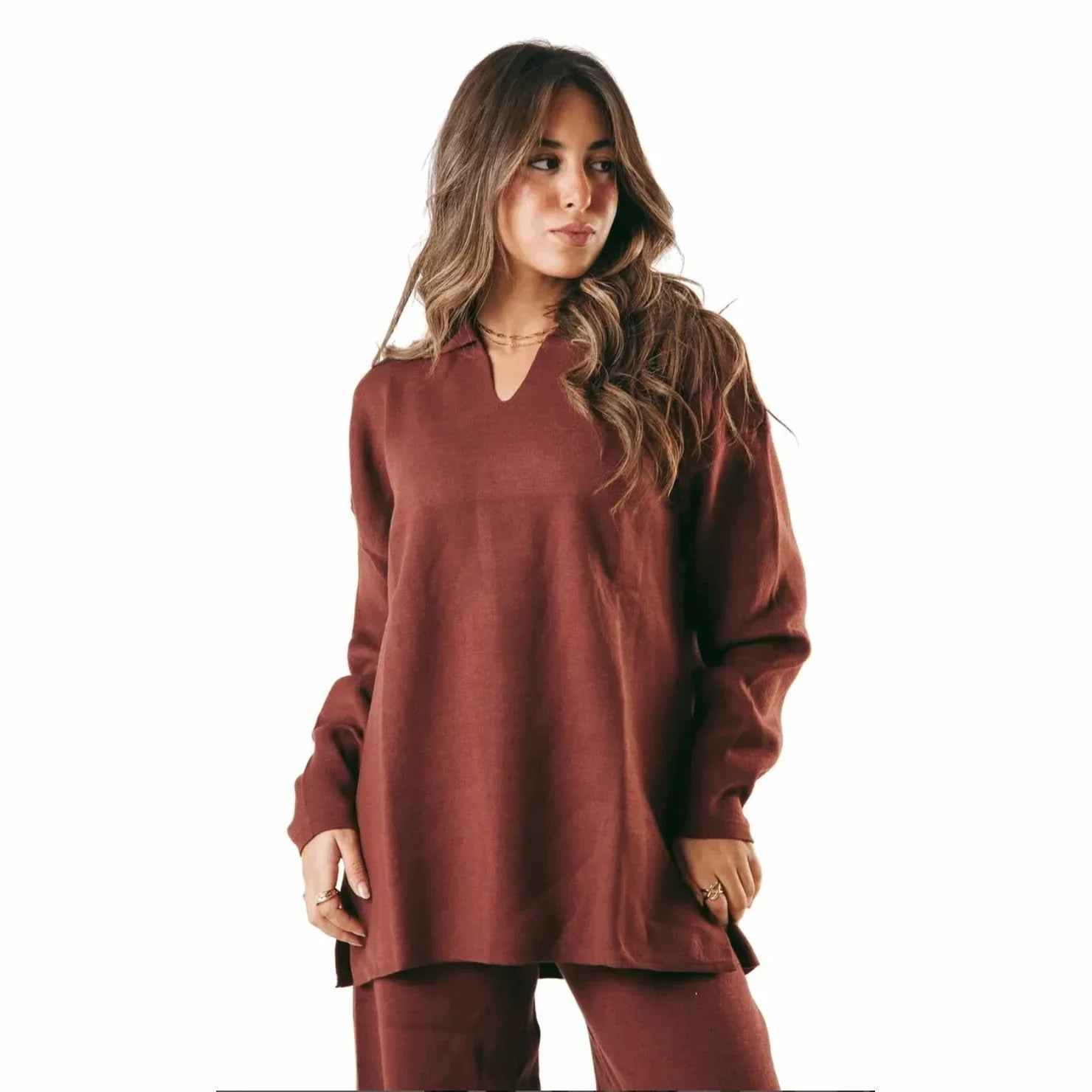 Brown Cozy Flow Knitted Set - Kanza