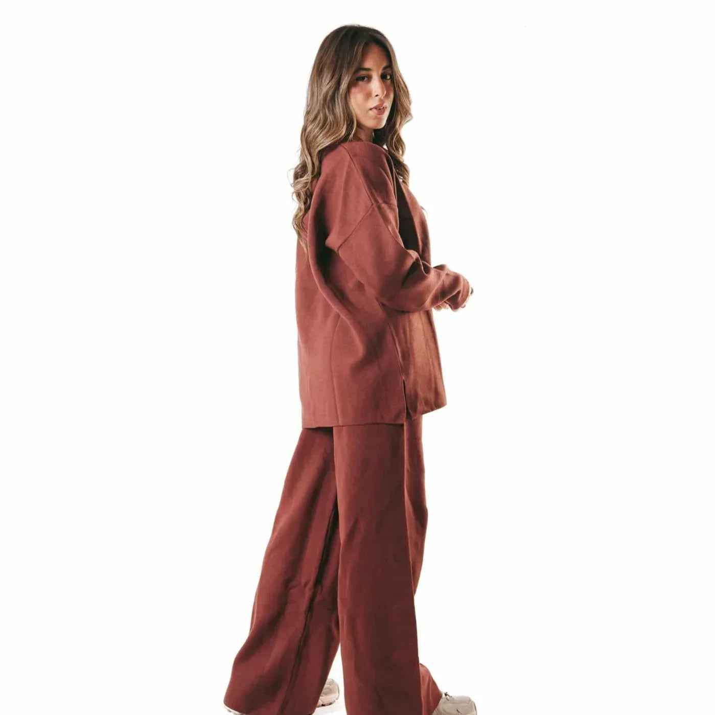Brown Cozy Flow Knitted Set - Kanza