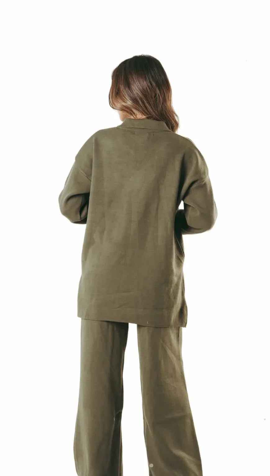 Olive Cozy Flow Knitted Set - Kanza