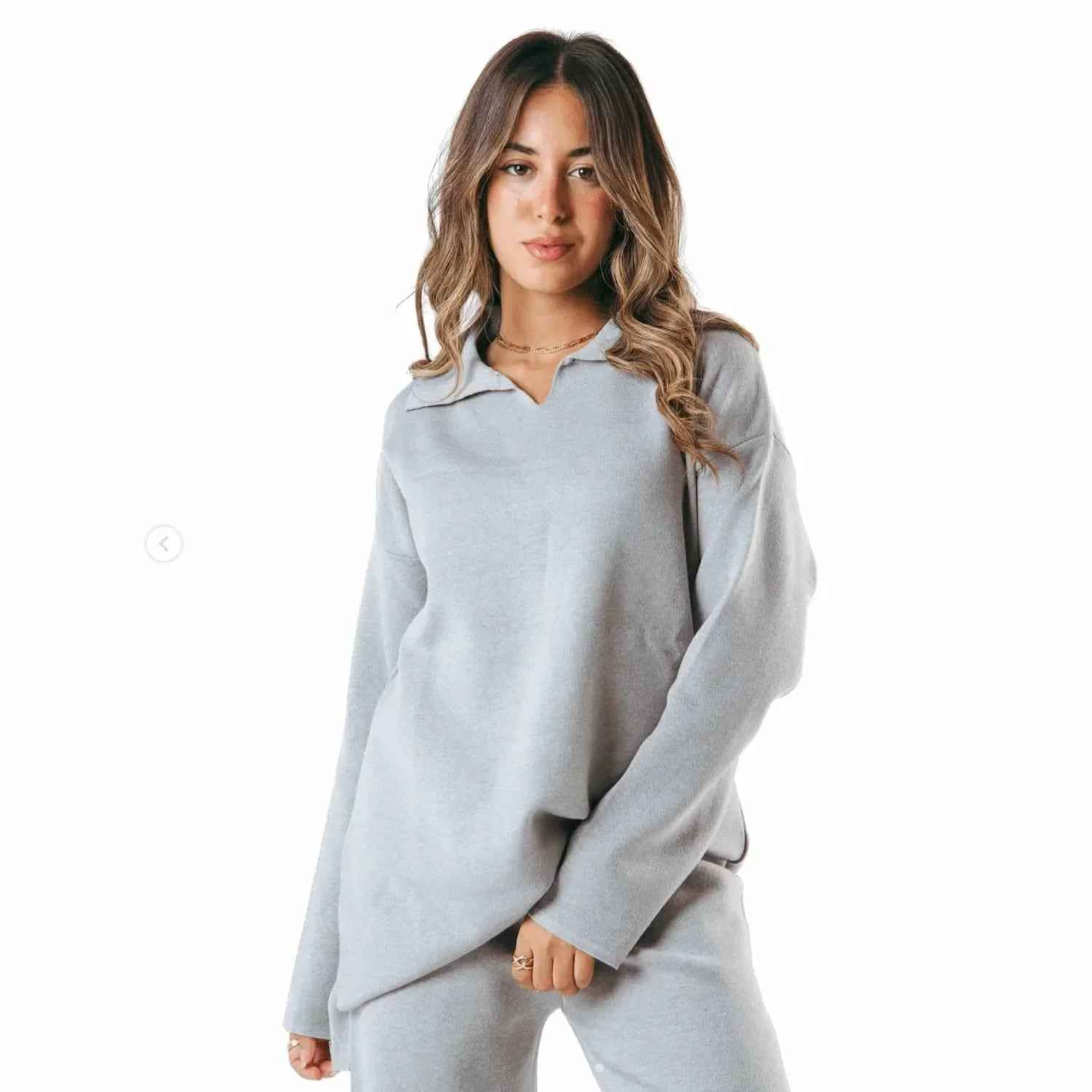 Gray Cozy Flow Knitted Set - Kanza