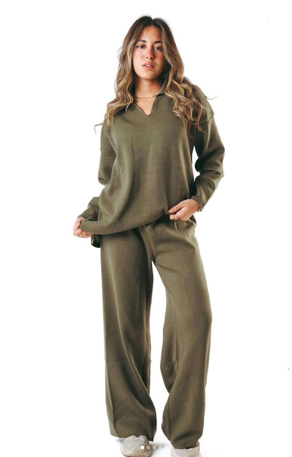 Kanza - Olive Cozy Flow Knitted Set 3