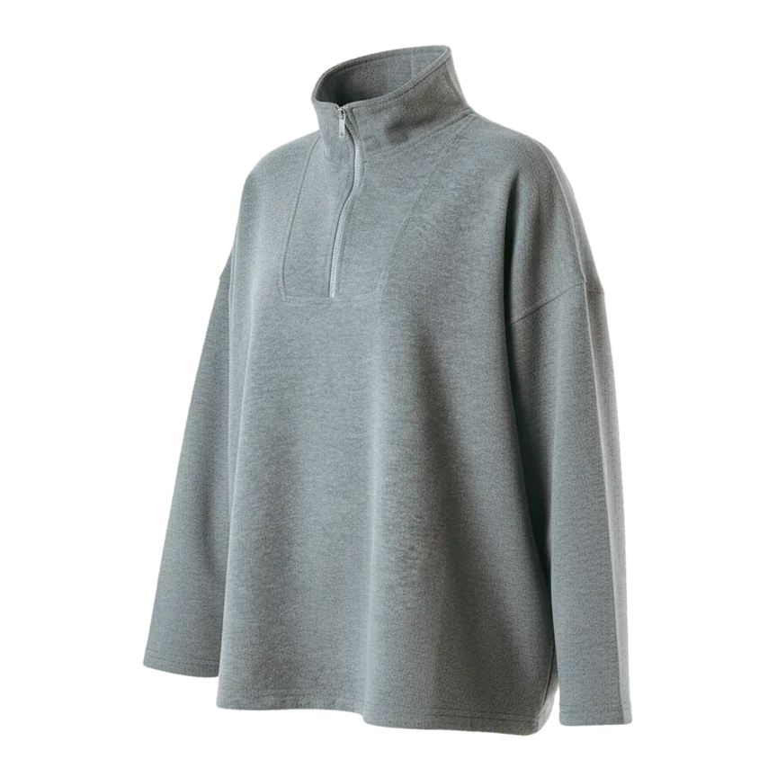 Snug Gray Zip Pullover - Kanza