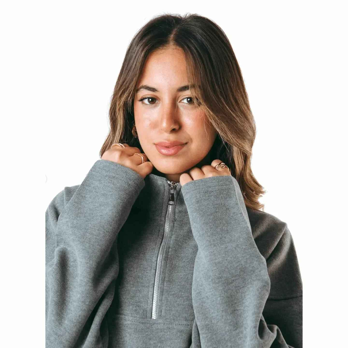 Snug Gray Zip Pullover - Kanza