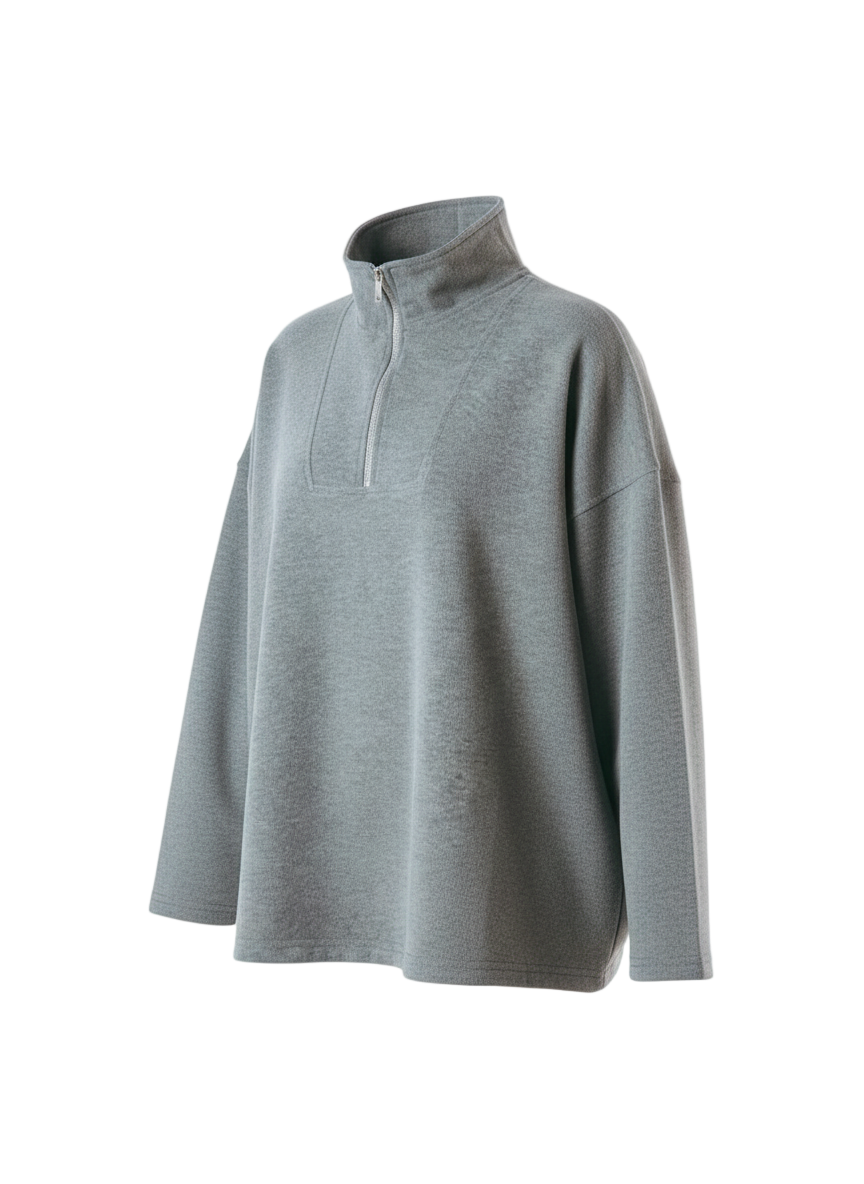 Kanza - Snug Gray Zip Pullover