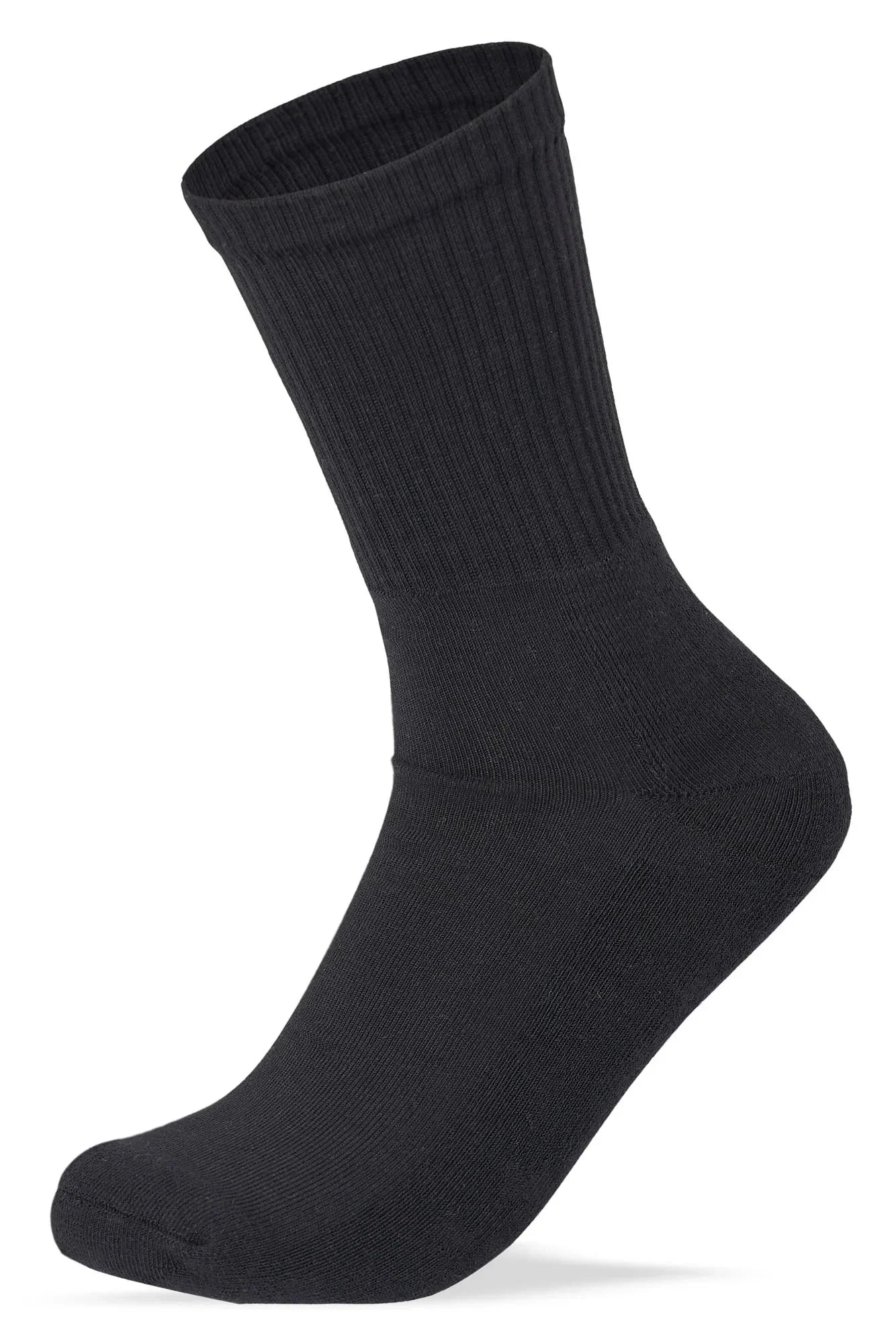 Men Set Of 3 Long Half Terry Sport Socks Plain Black - Sam Socks - Babazzaro