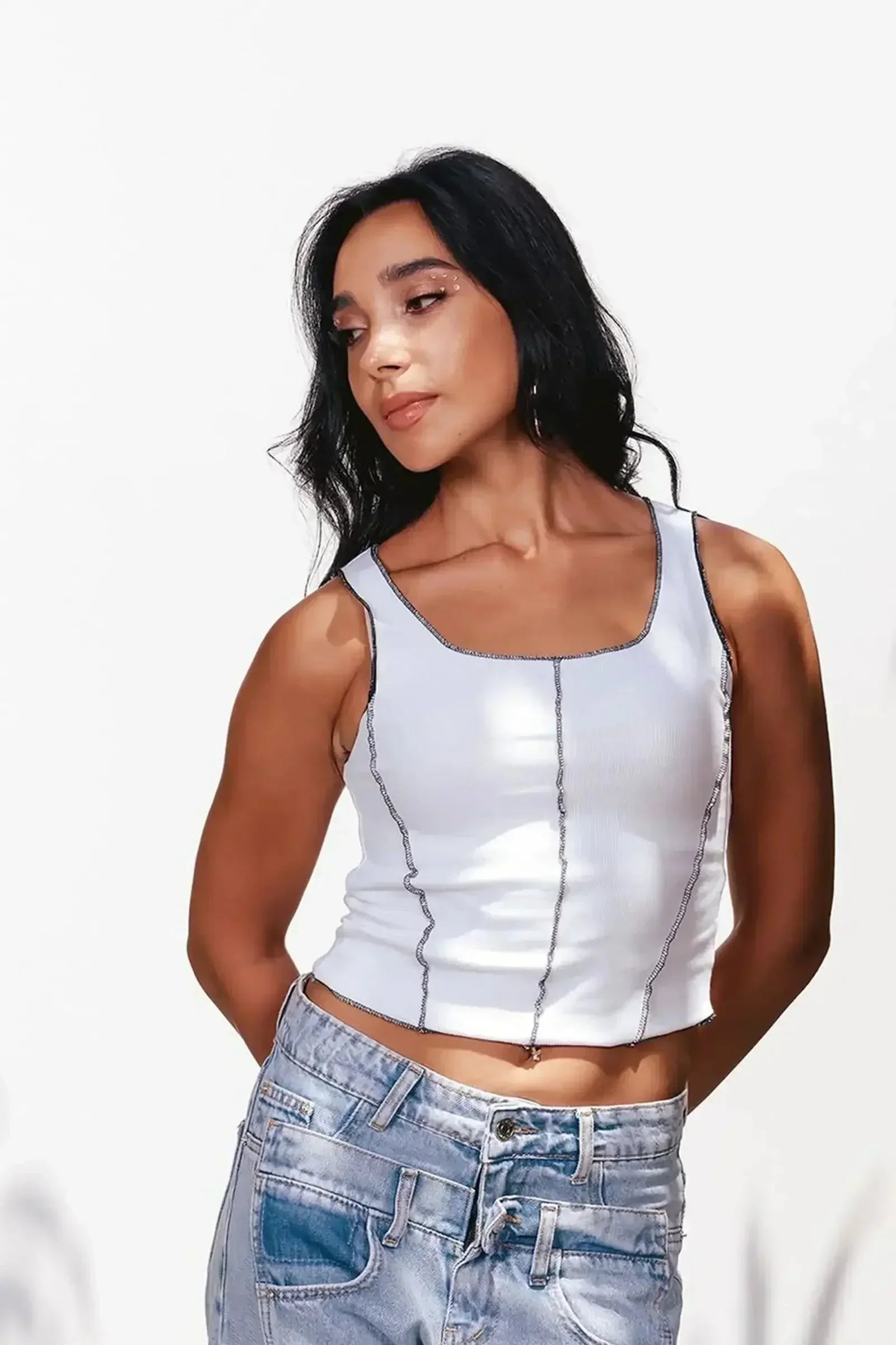 Carina - Contrast Stitch Detail Top 1