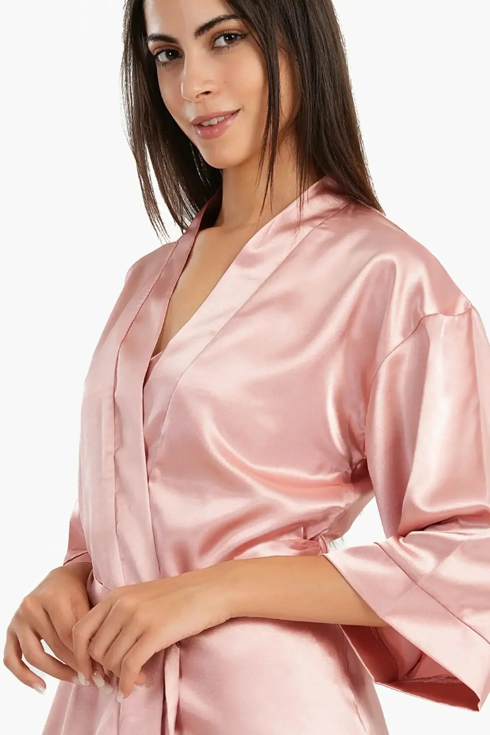 Carina - Short Satin Robe 1