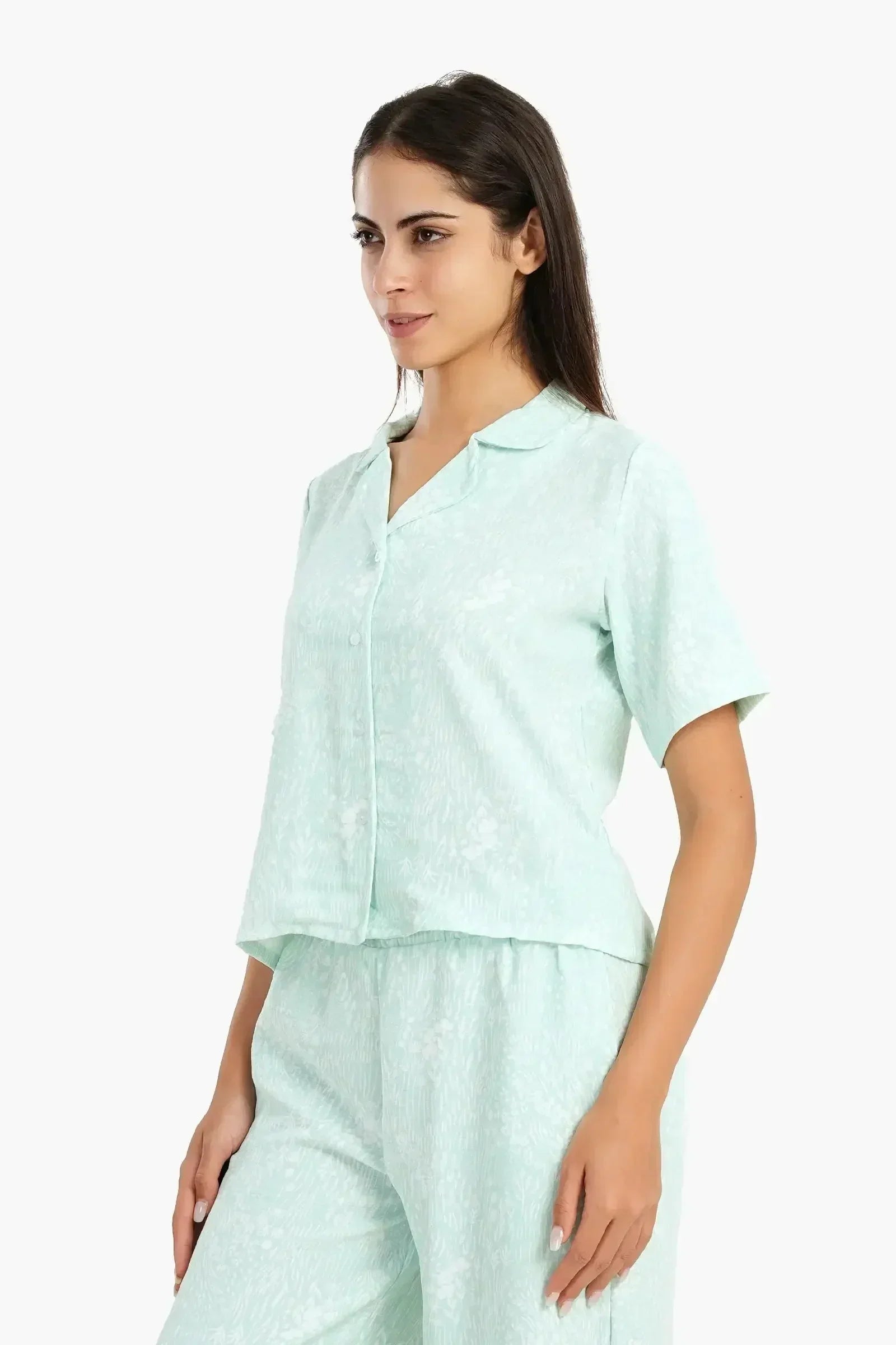 Carina - Self Pattern Pyjama Shirt Top 1