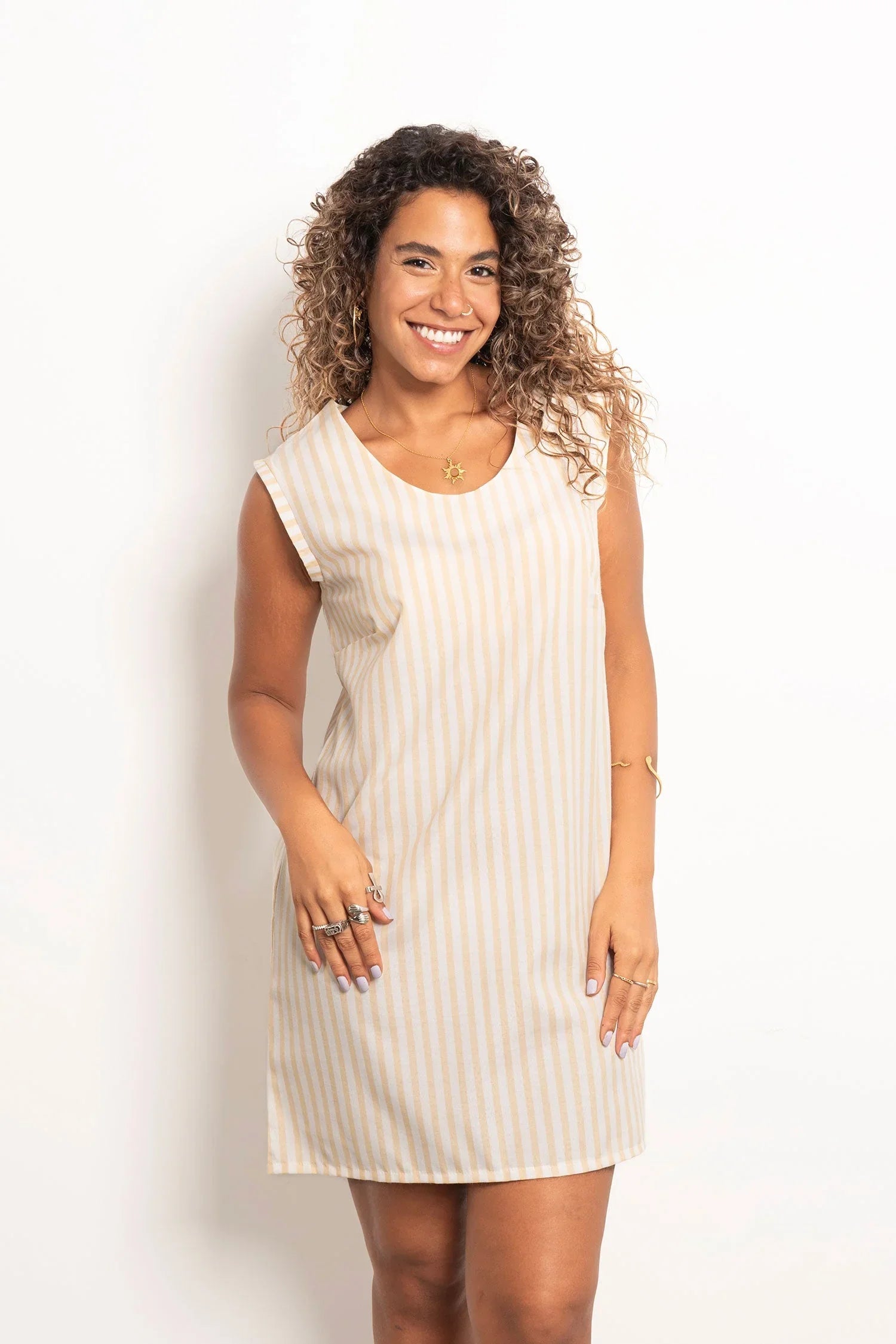 Viva - Casual Striped Short Dress 1