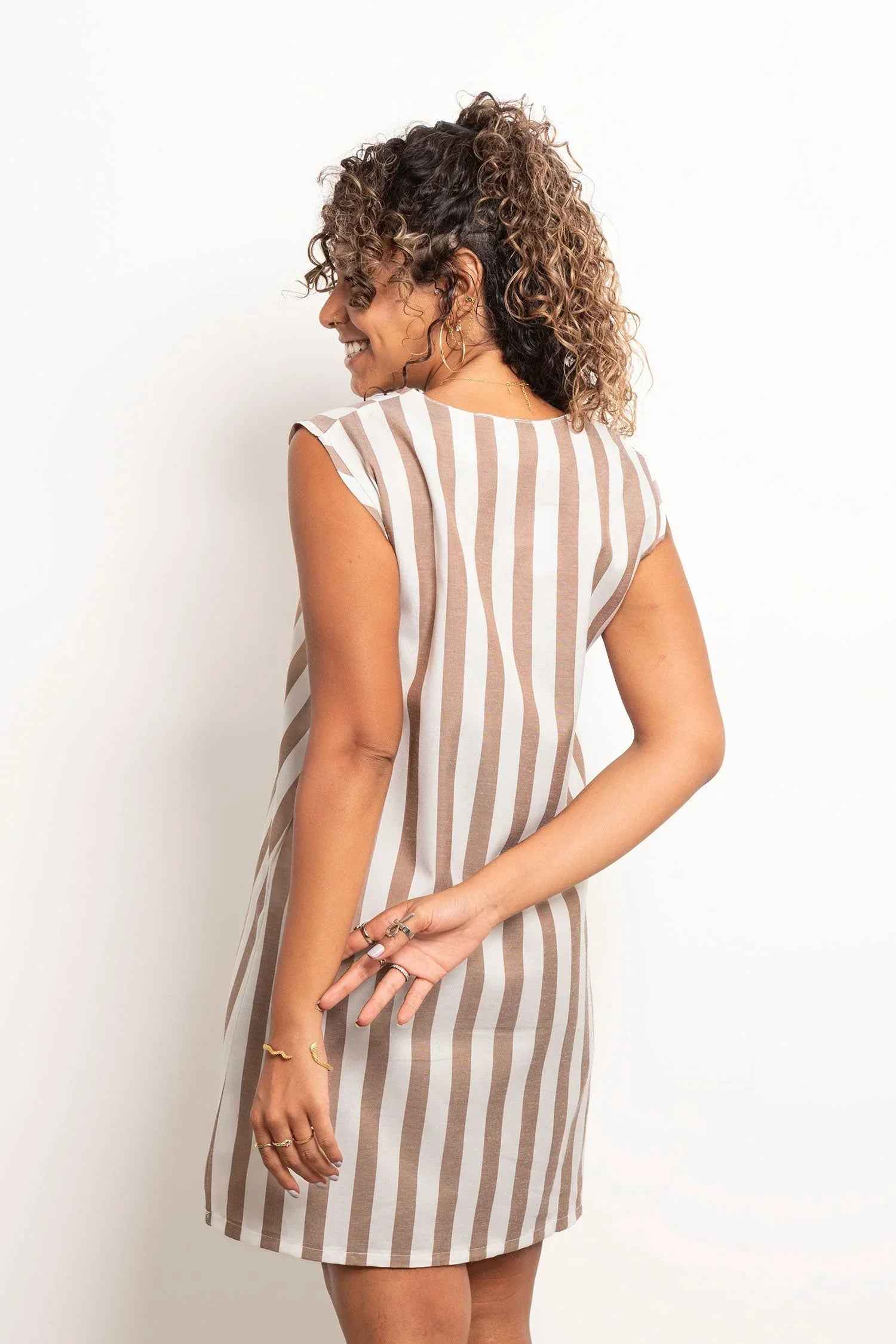 Casual Striped Short Dress - Viva