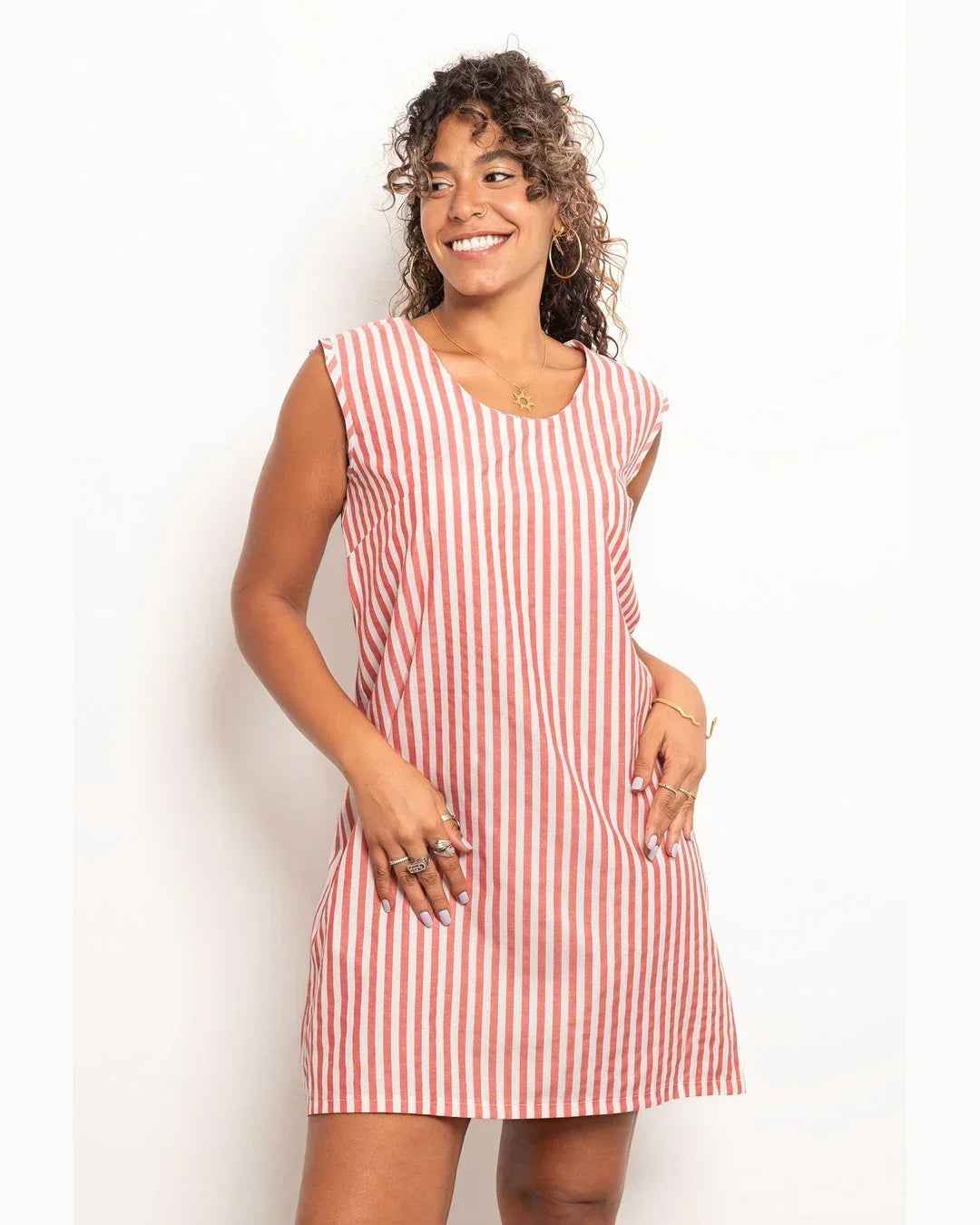 Casual Striped Short Dress - Viva
