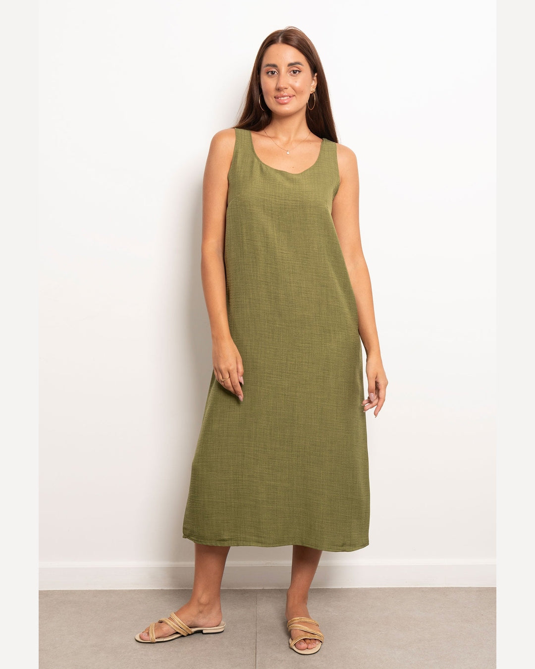 Viva - Round Neck Basic Linen Dress 9