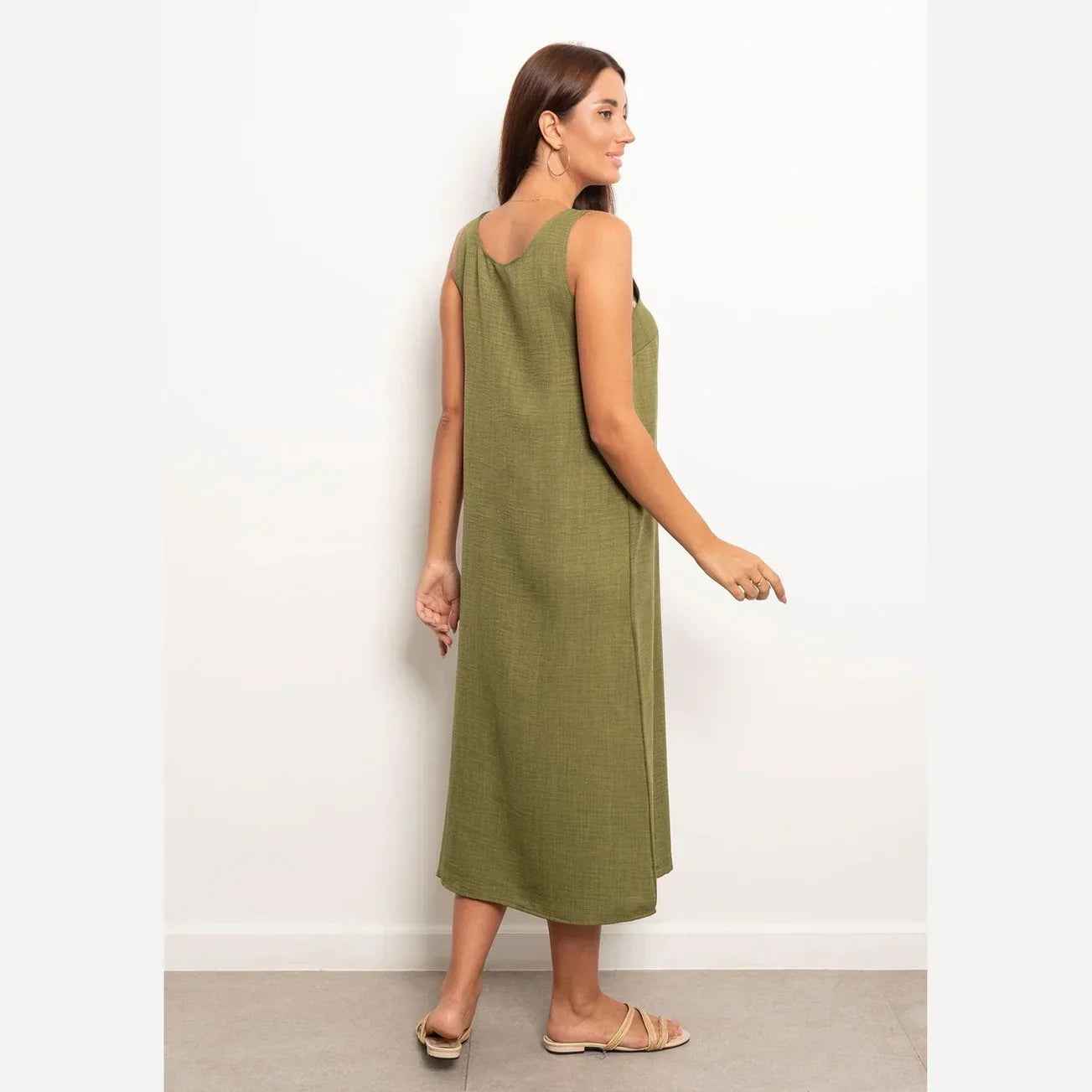 Round Neck Basic Linen Dress - Viva