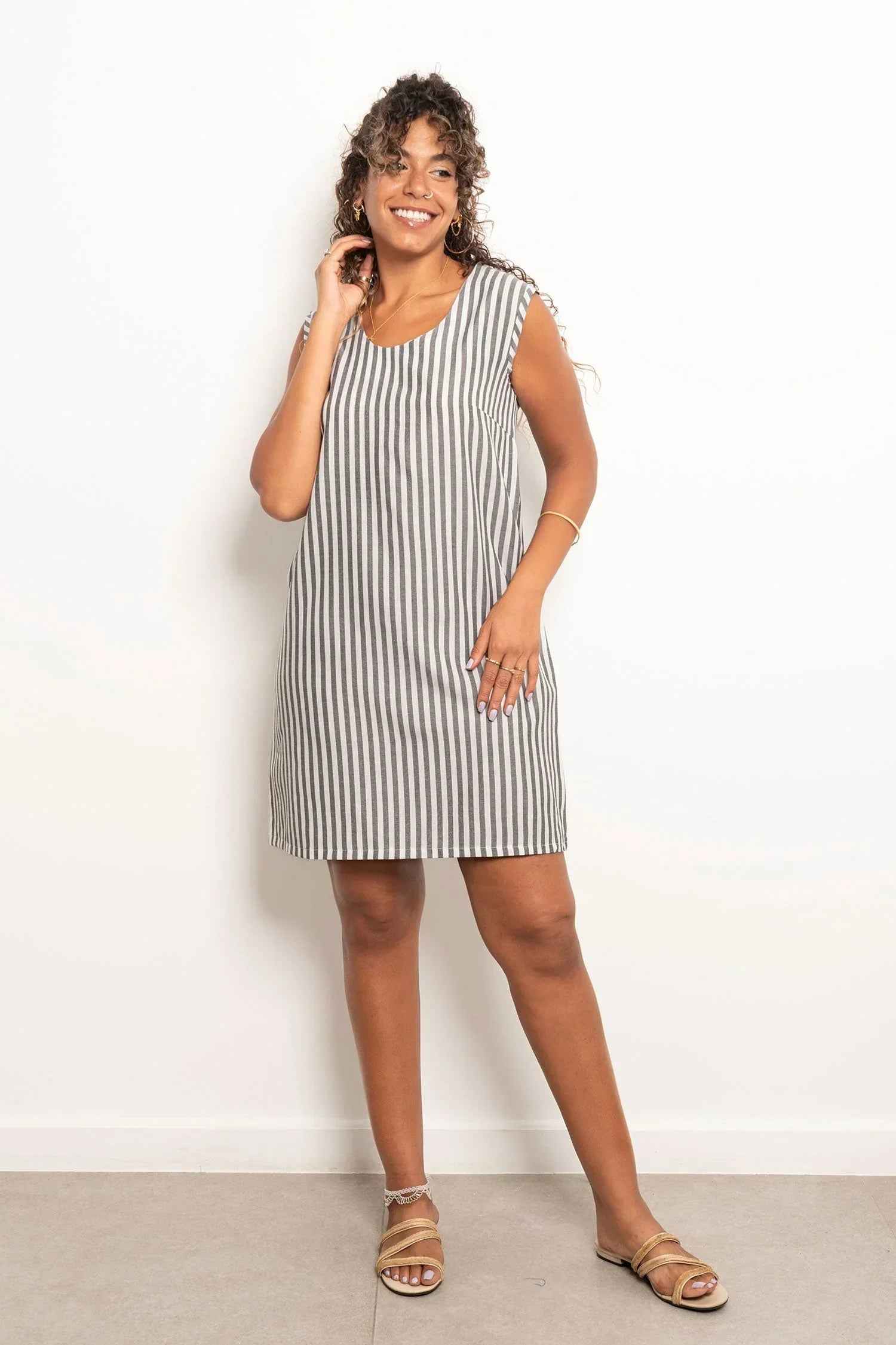 Casual Striped Short Dress - Viva