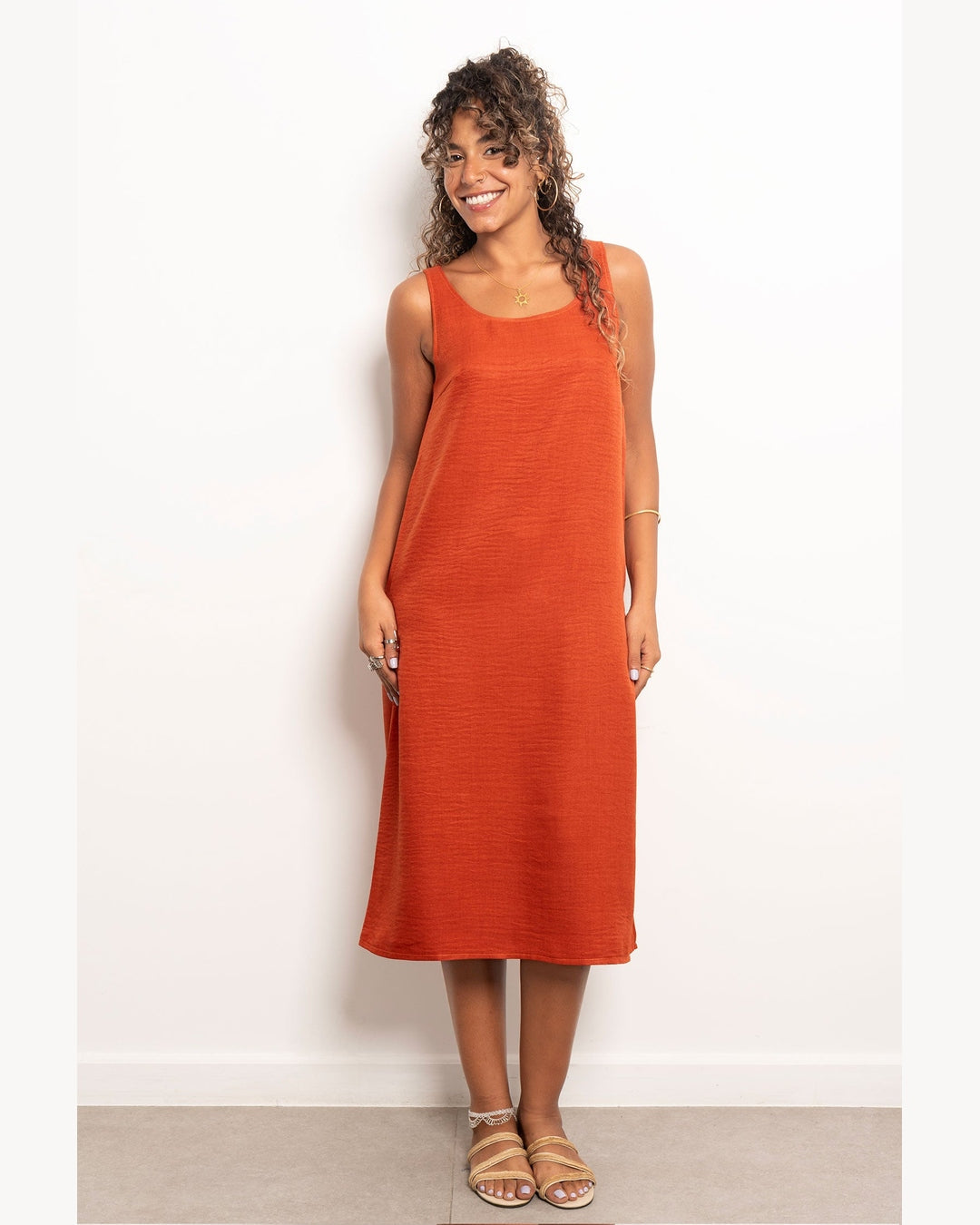 Viva - Round Neck Basic Linen Dress 5