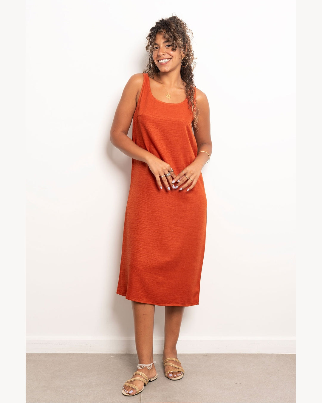 Viva - Round Neck Basic Linen Dress 4