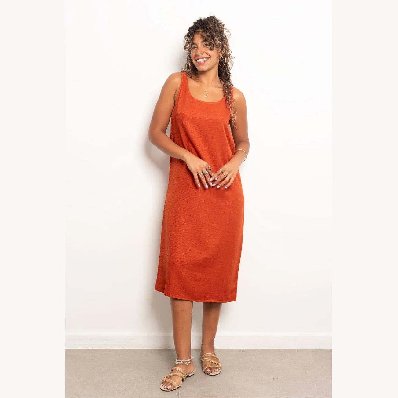 Viva - Round Neck Basic Linen Dress 5