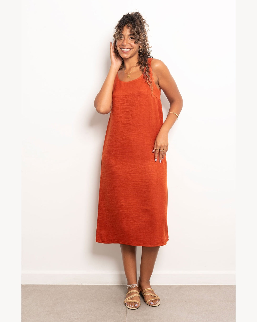 Viva - Round Neck Basic Linen Dress 6