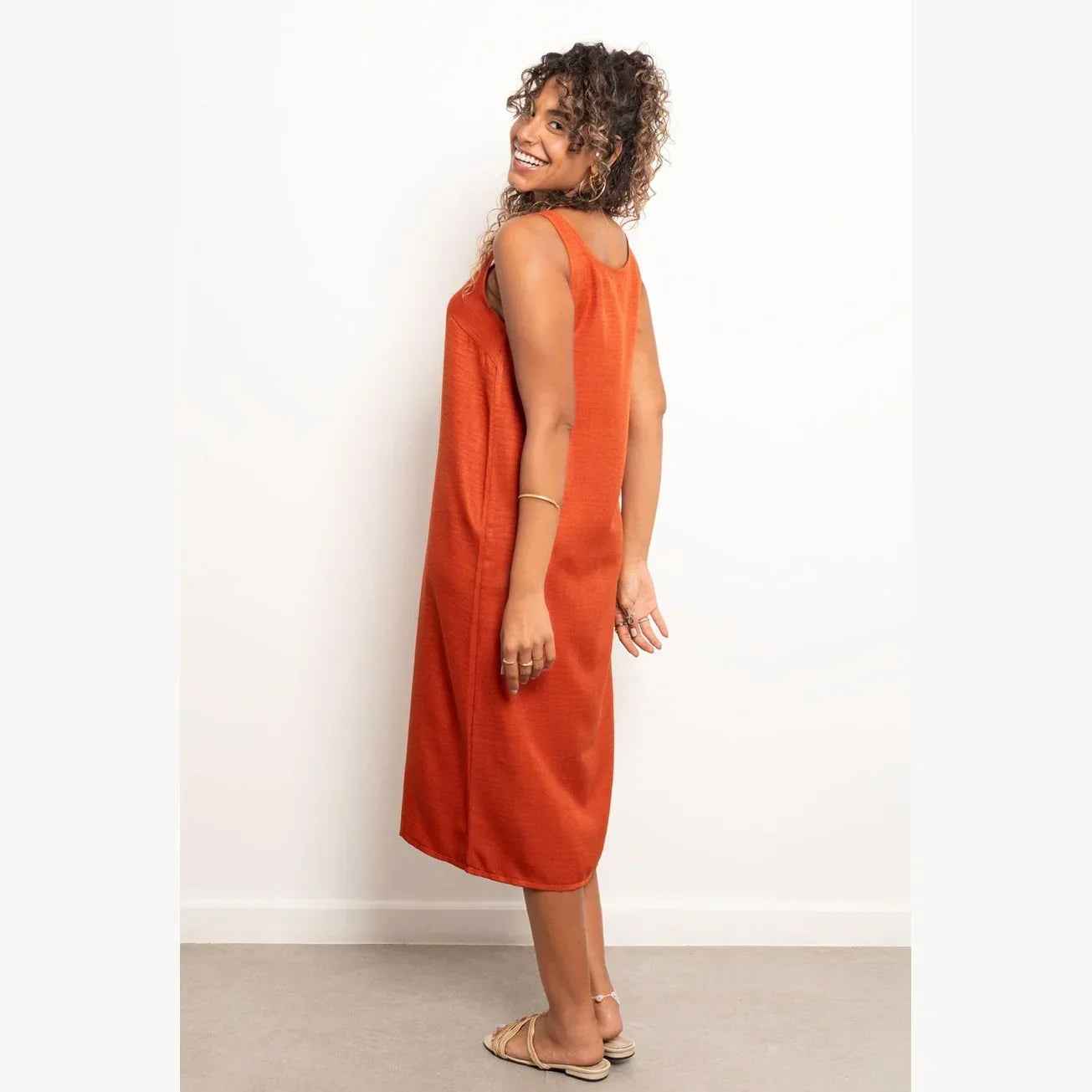 Round Neck Basic Linen Dress - Viva