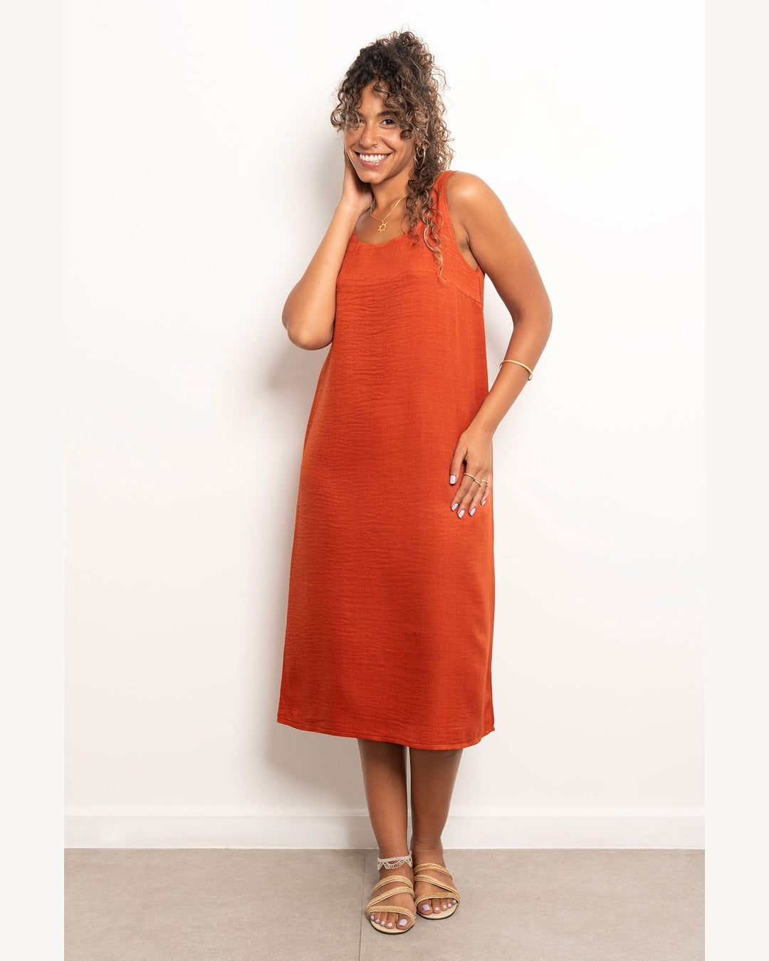 Viva - Round Neck Basic Linen Dress 8
