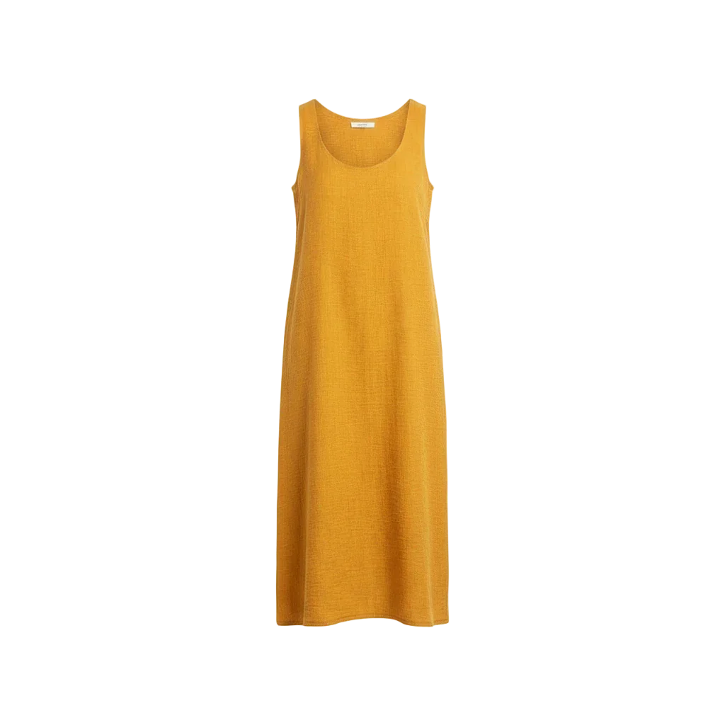 Round Neck Basic Linen Dress - Viva 1