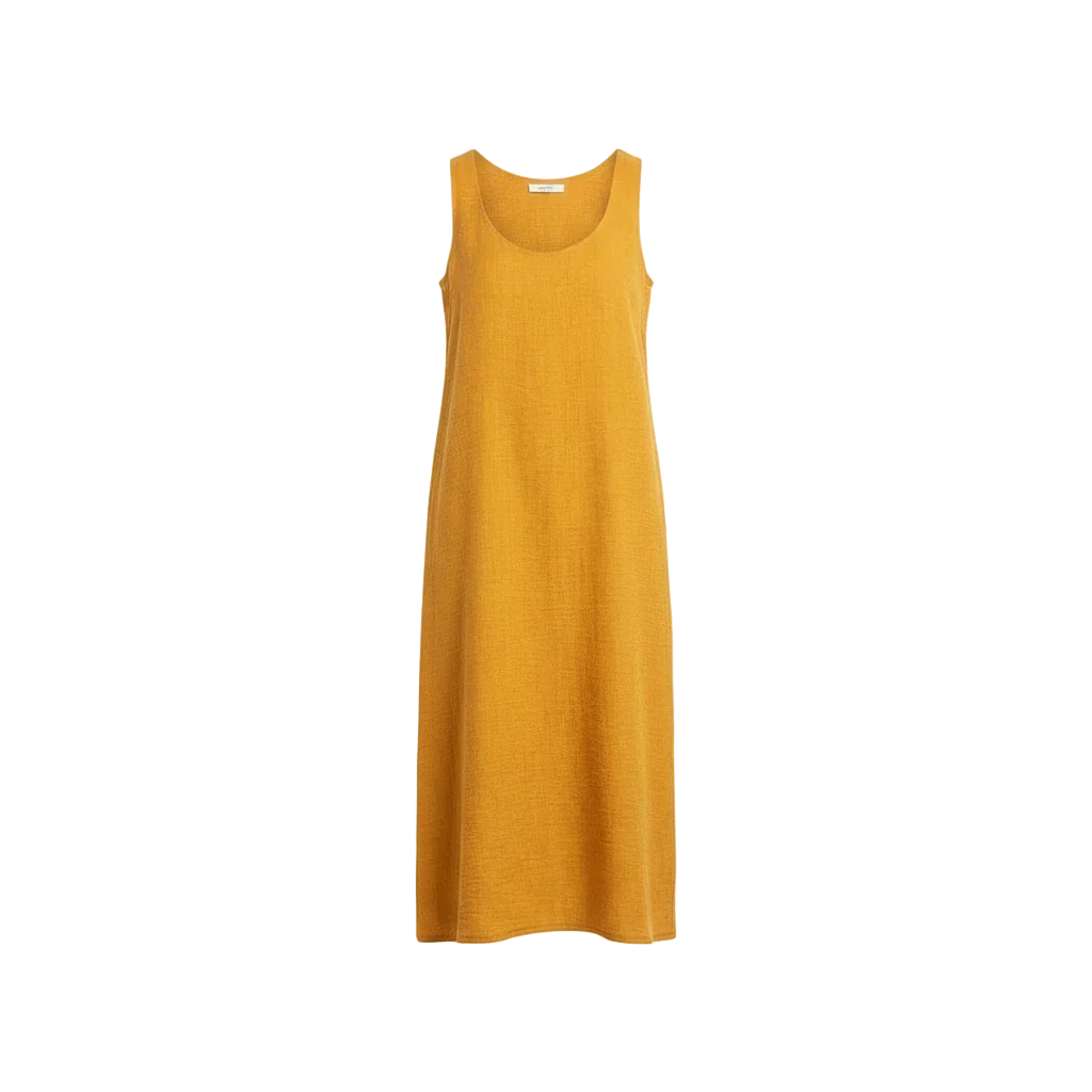 Round Neck Basic Linen Dress - Viva