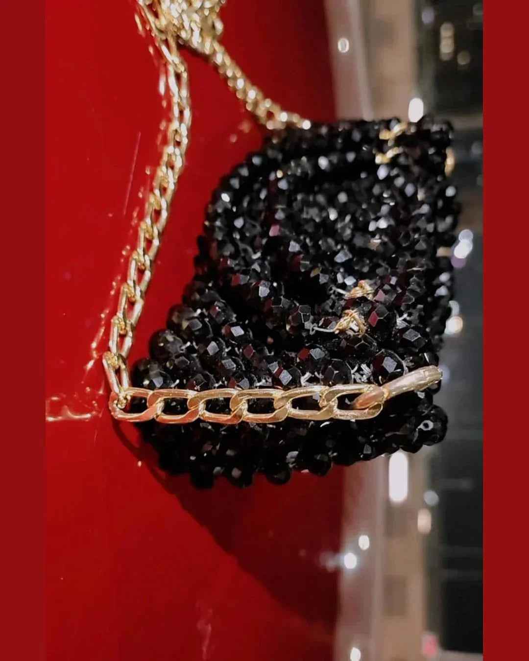 Handbag with polished crystal beads - Shimmer Handmade