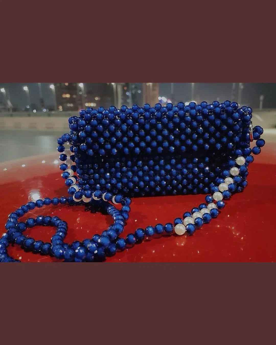 Handbag with polished crystal beads - Shimmer Handmade