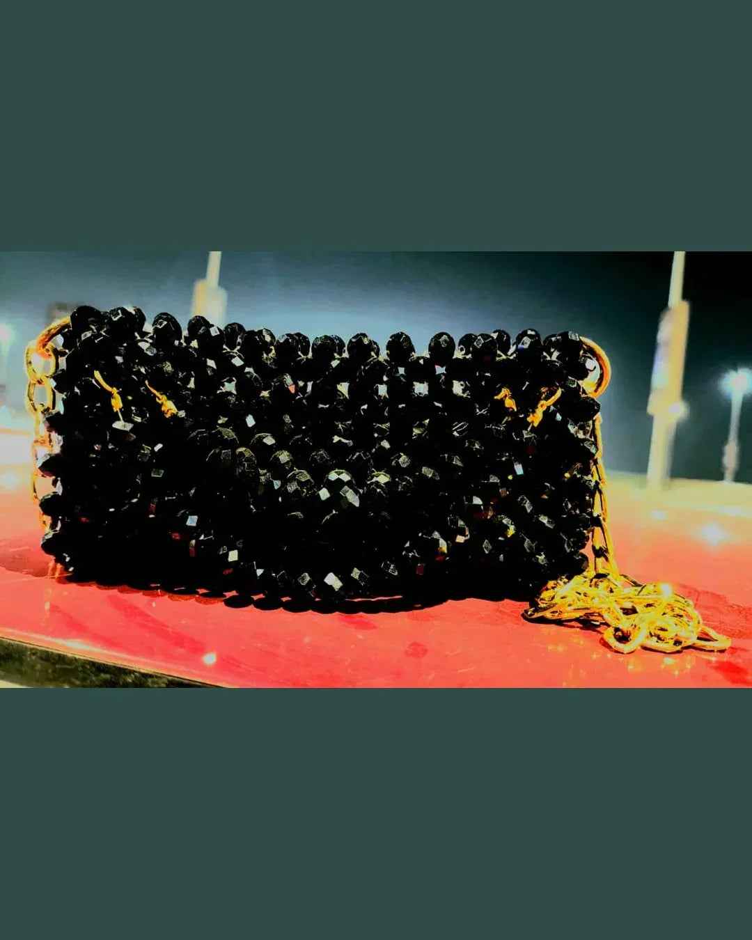 Handbag with polished crystal beads - Shimmer Handmade