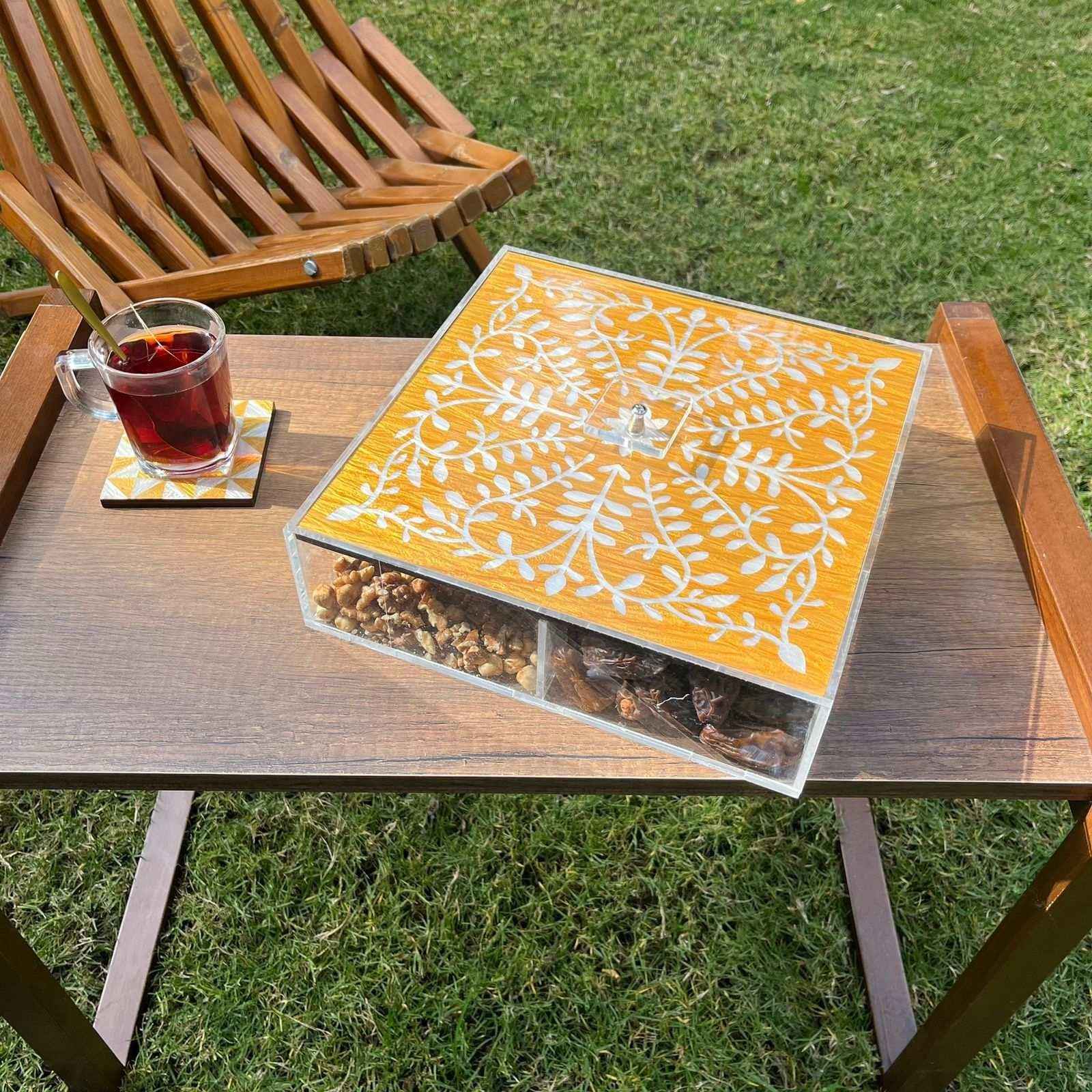Divided Acrylic Box with Sadaf Cover - Lavender