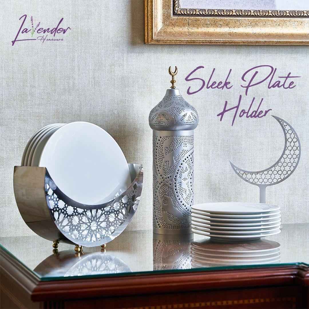 Crescent Silver Color Plate Holder - Lavender