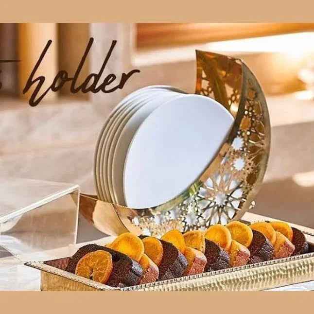Gold Brass Crescent Plate Holder - Lavender