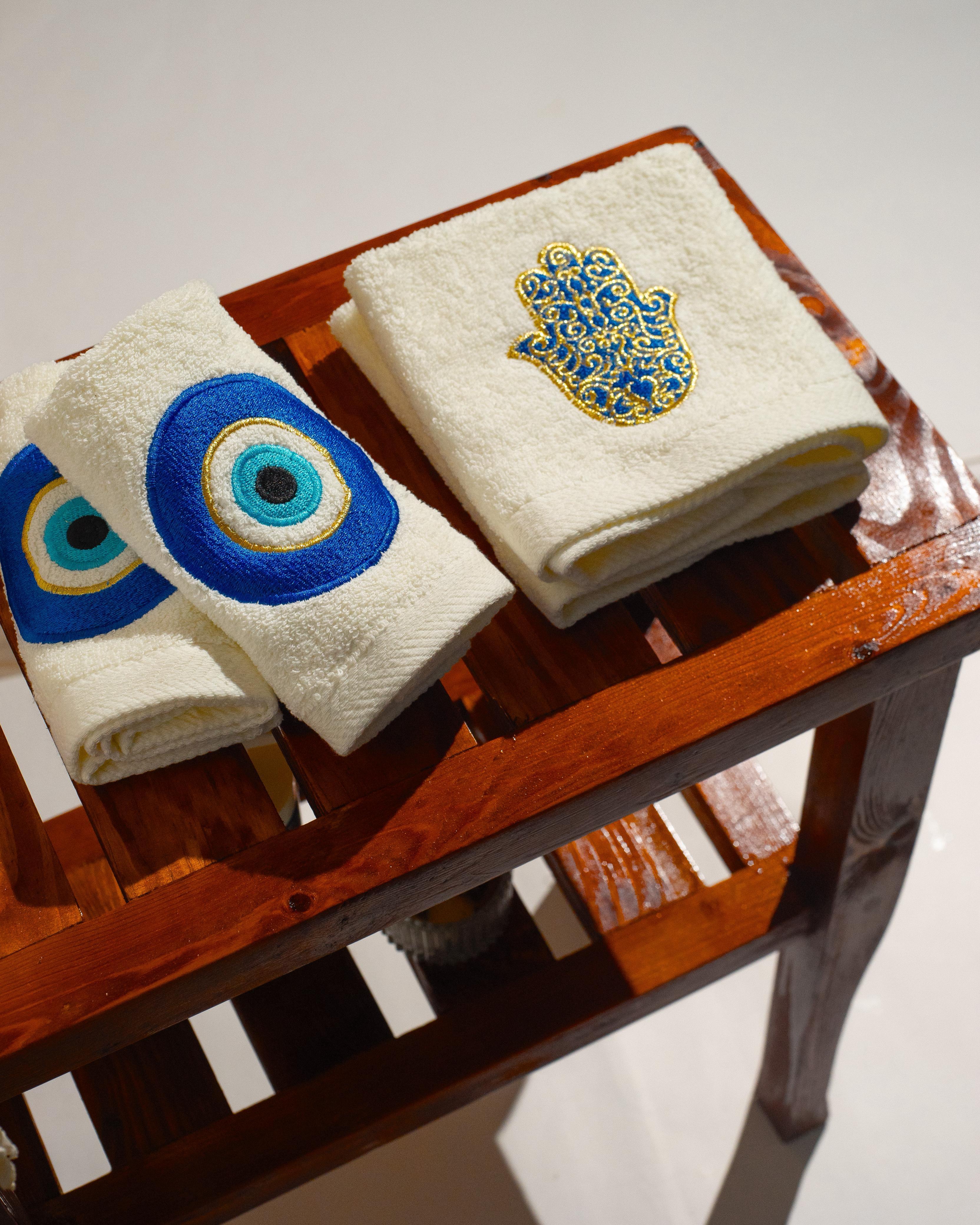 Rechote - Turquoise evil eye guest towels 3
