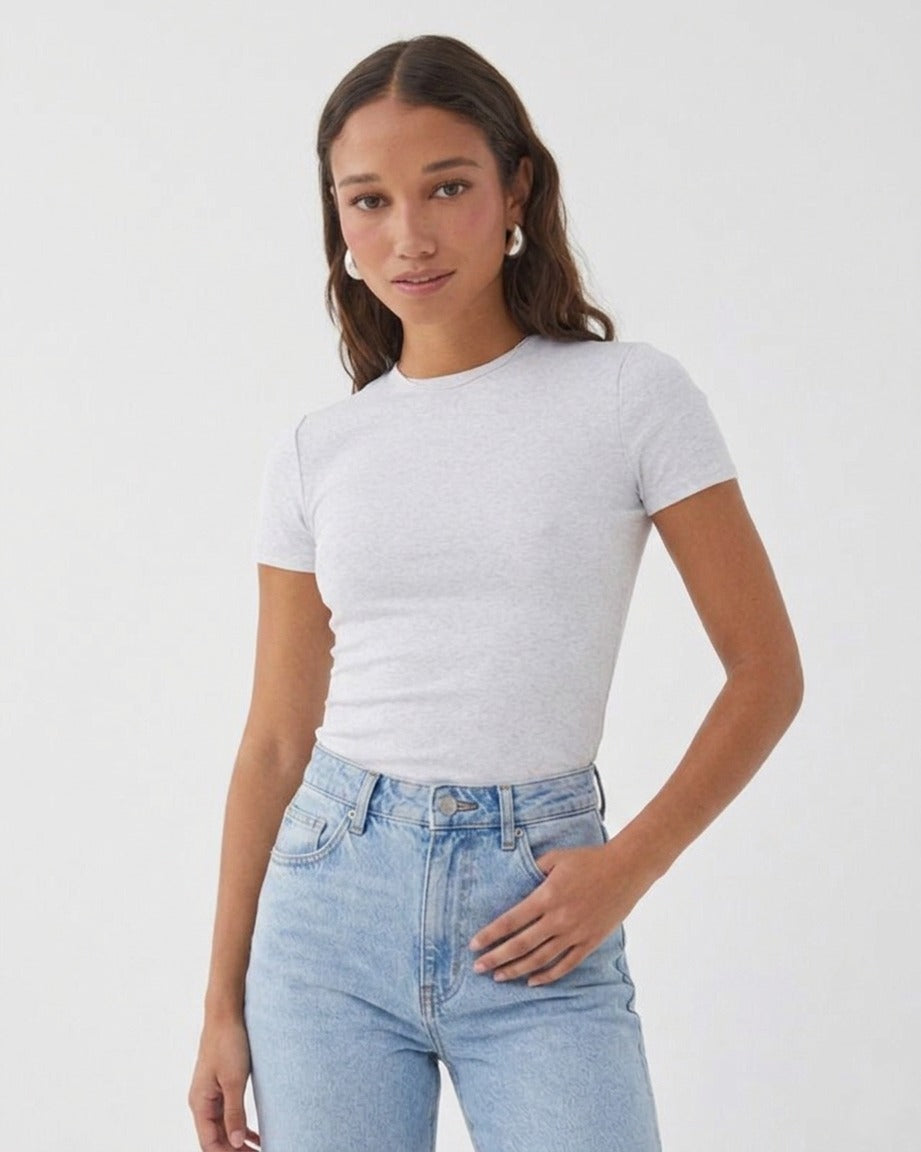 Basic Women Baby Tee - White - NAS Trends 1
