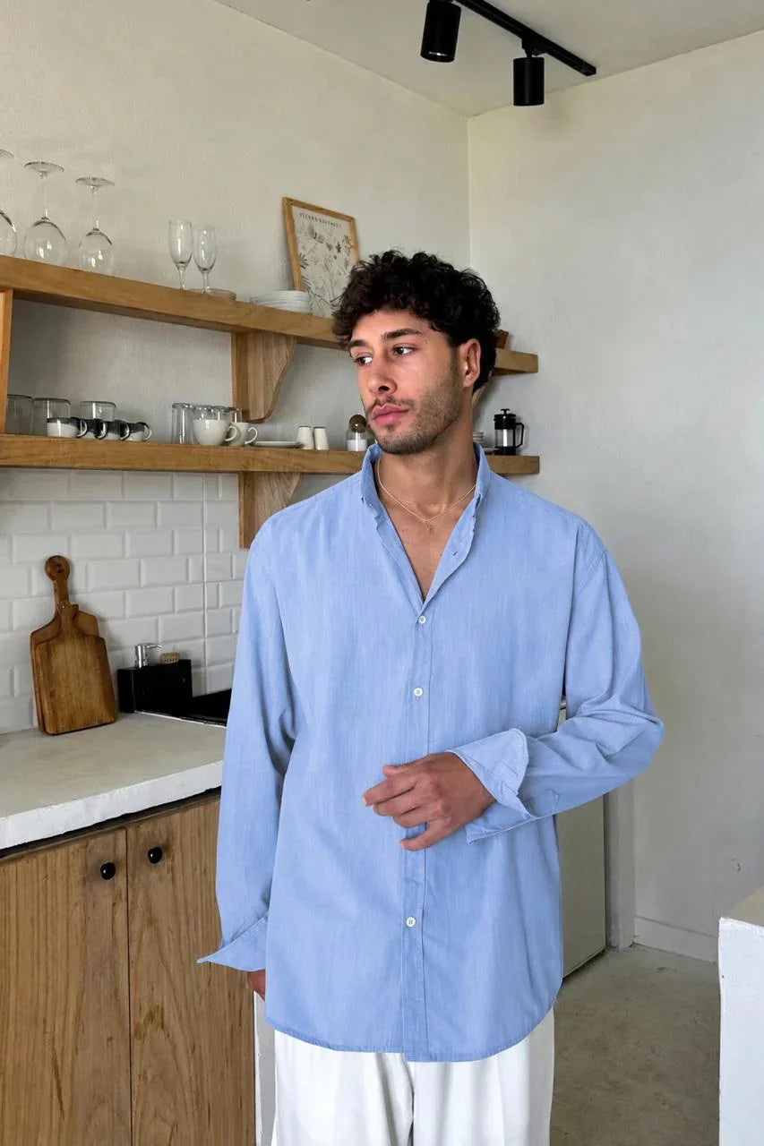 Sky Blue Linen Shirt - Comfowear 1