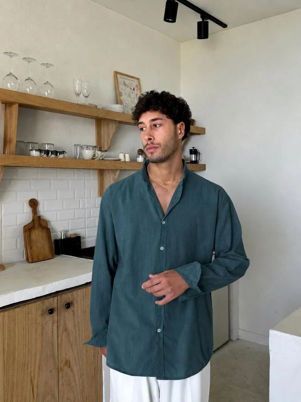 Dark Green Linen Shirt - Comfowear 1