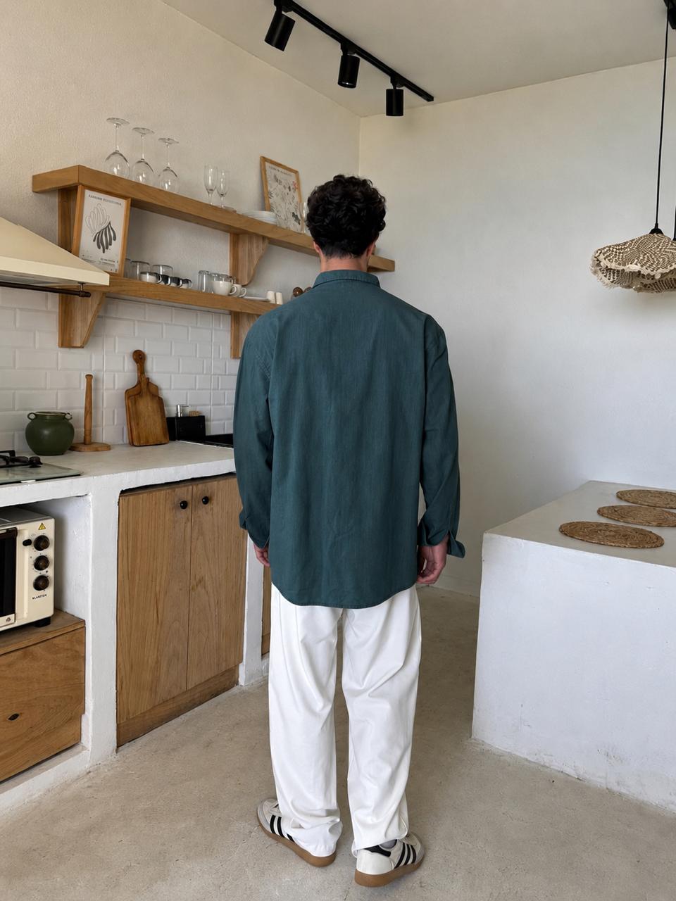 Dark Green Linen Shirt - Comfowear
