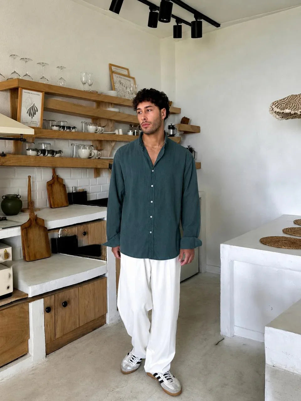 Dark Green Linen Shirt - Comfowear 3