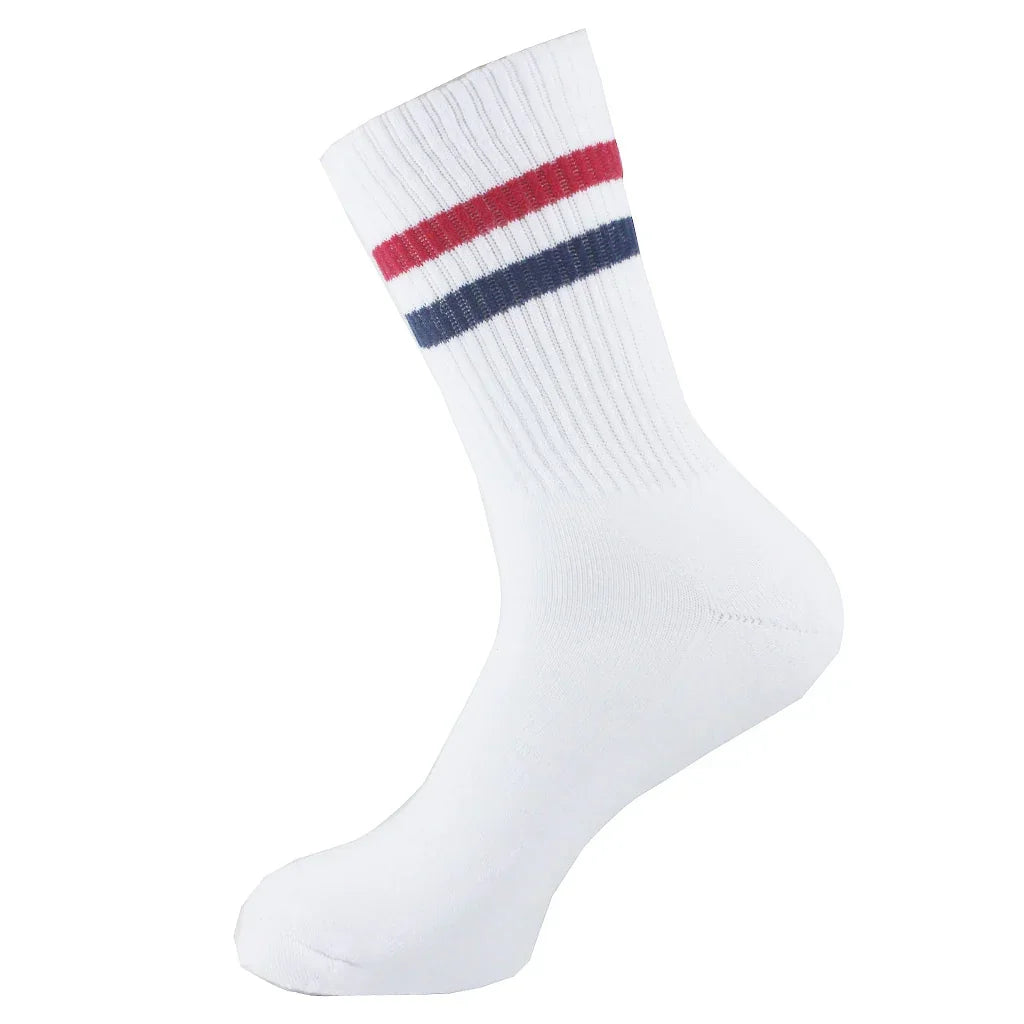 Men Set Of 3 Long Half Terry Sport Socks (White-Blue-Orange ) - Sam Socks - Babazzaro