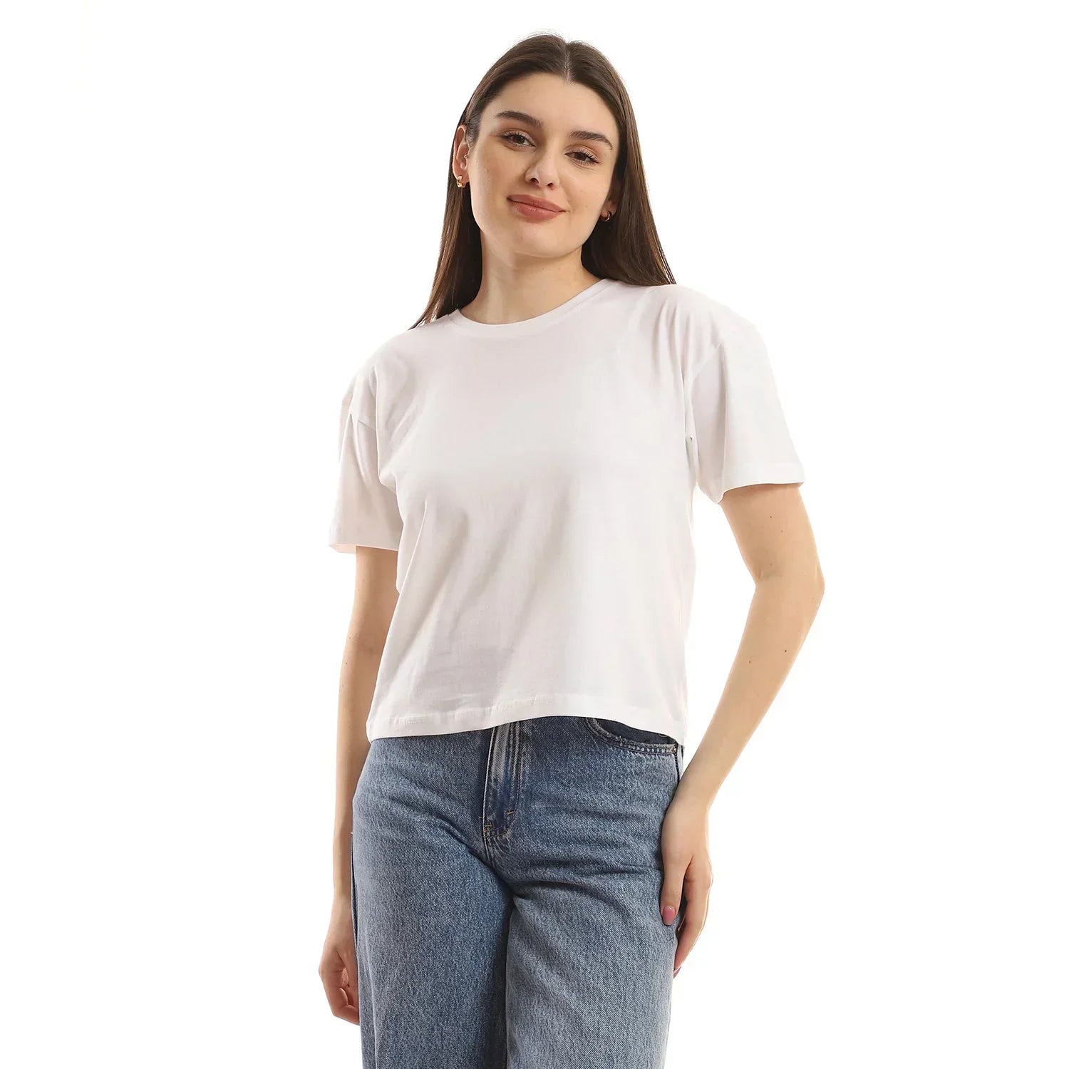 Basic Women cropped SS T-shirt - White - NAS Trends - Babazzaro
