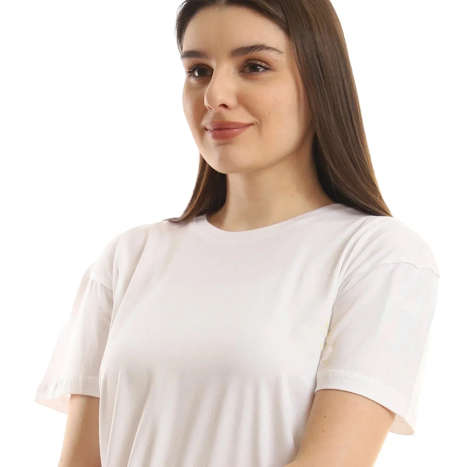 Basic Women cropped SS T-shirt - White - NAS Trends - Babazzaro