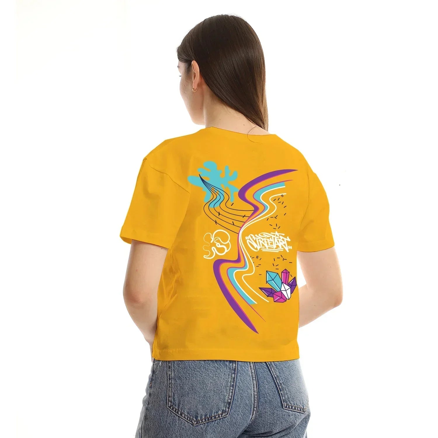 Street Art Women cropped SS T-shirt - Yellow - NAS Trends - Babazzaro