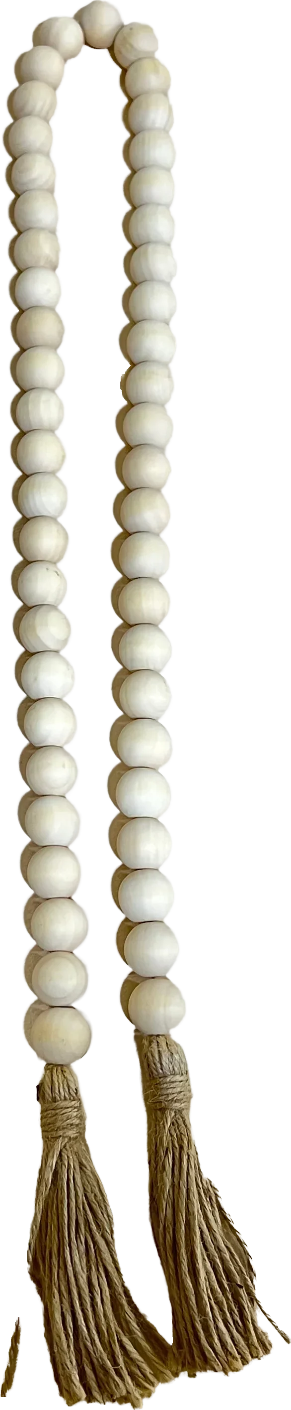 Urbantique - Wooden Bead with Tassels – Off White 1